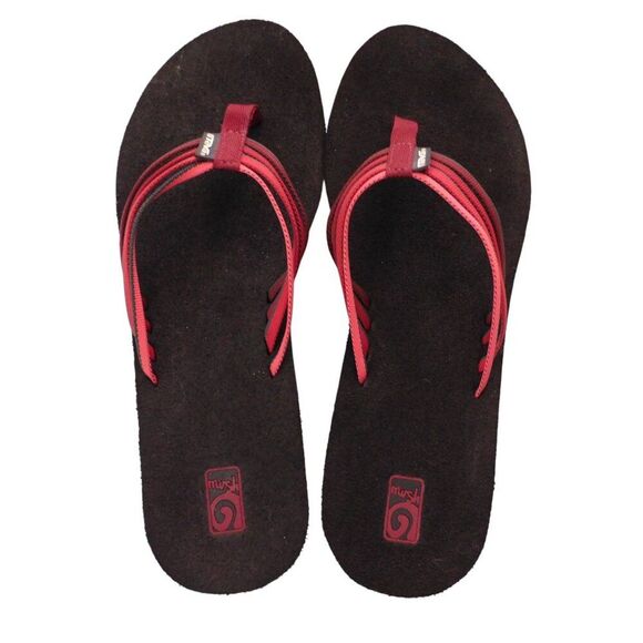 Teva Mush Womens Wedge Flip Flops Size 11 Pink Ombre Wedges Lightweight - Picture 2 of 7